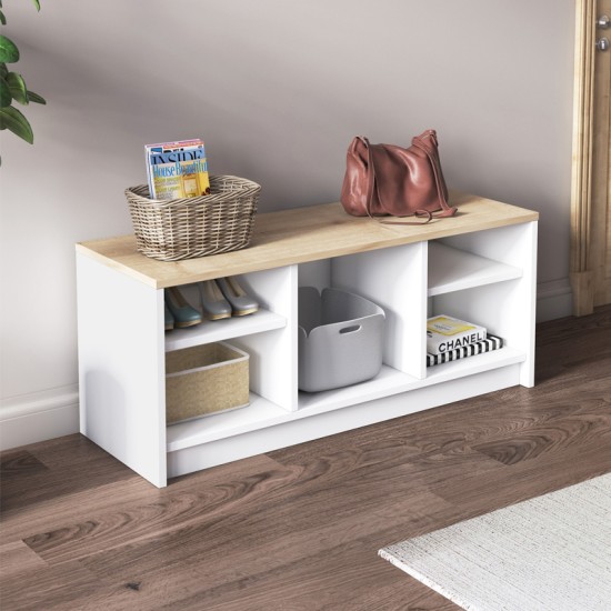 Παπουτσοθήκη London  χρώμα λευκό - sapphire oak 100x35x40εκ.