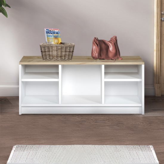 Παπουτσοθήκη London  χρώμα λευκό - sapphire oak 100x35x40εκ.
