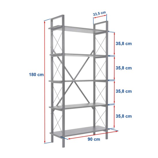 Βιβλιοθήκη Elysian χρώμα λευκό - χρυσό 90x33,5x180εκ. Βιβλιοθήκη Elysian χρώμα λευκό - χρυσό 90x33,5x180εκ.