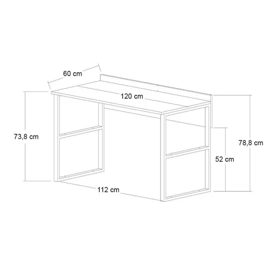 Γραφείο εργασίας Rana  χρώμα καρυδί - μαύρο 120x60x78,8εκ.