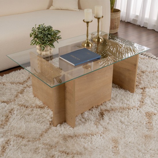 Τραπεζάκι σαλονιού Vetrino γυάλινο χρώμα honey oak 105x65x40εκ. Τραπεζάκι σαλονιού Vetrino γυάλινο χρώμα honey oak 105x65x40εκ.
