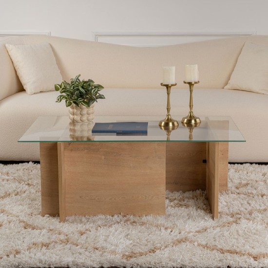 Τραπεζάκι σαλονιού Vetrino γυάλινο χρώμα honey oak 105x65x40εκ. Τραπεζάκι σαλονιού Vetrino γυάλινο χρώμα honey oak 105x65x40εκ.