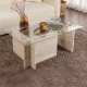 Τραπεζάκι σαλονιού Vetrino  γυάλινο χρώμα travertine 105x65x40εκ.
