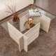Τραπεζάκι σαλονιού Vetrino  γυάλινο χρώμα travertine 105x65x40εκ.