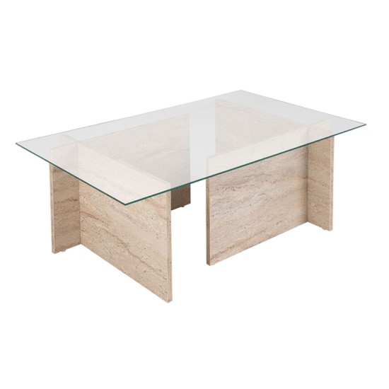 Τραπεζάκι σαλονιού Vetrino γυάλινο χρώμα travertine 105x65x40εκ. Τραπεζάκι σαλονιού Vetrino γυάλινο χρώμα travertine 105x65x40εκ.