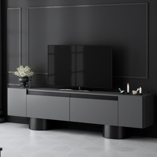 Έπιπλο τηλεόρασης Haven χρώμα ανθρακί 180x30x50εκ. Έπιπλο τηλεόρασης Haven χρώμα ανθρακί 180x30x50εκ.