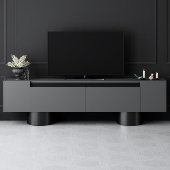 Έπιπλο τηλεόρασης Haven χρώμα ανθρακί 180x30x50εκ. Έπιπλο τηλεόρασης Haven χρώμα ανθρακί 180x30x50εκ.