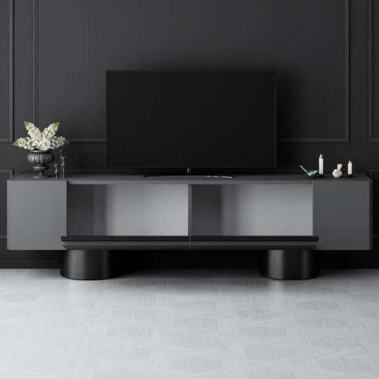 Έπιπλο τηλεόρασης Haven χρώμα ανθρακί 180x30x50εκ. Έπιπλο τηλεόρασης Haven χρώμα ανθρακί 180x30x50εκ.