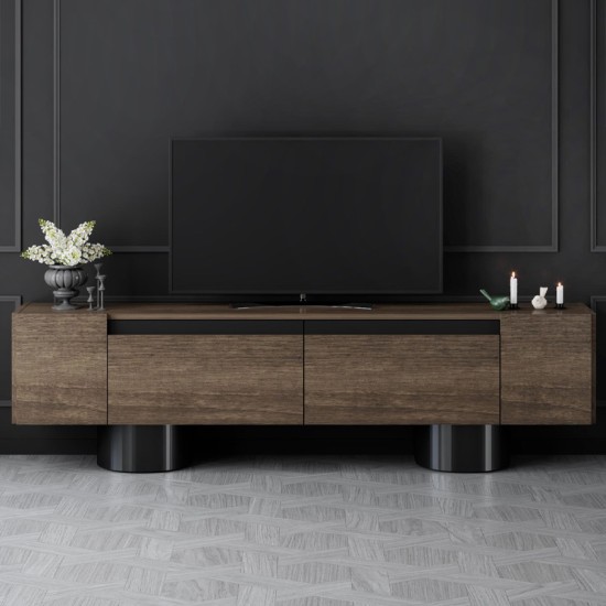 Έπιπλο τηλεόρασης Haven  χρώμα καρυδί 180x30x50εκ.