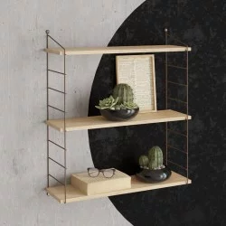 Ραφιέρα τοίχου Armoni  χρώμα sapphire oak - καφέ μέταλλο 72x20x85εκ.