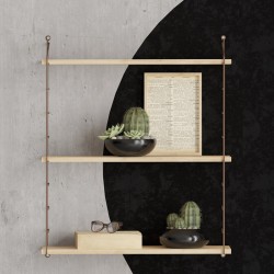 Ραφιέρα τοίχου Armoni  χρώμα sapphire oak - καφέ μέταλλο 72x20x85εκ.