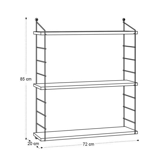 Ραφιέρα τοίχου Armoni χρώμα sapphire oak - καφέ μέταλλο 72x20x85εκ. Ραφιέρα τοίχου Armoni χρώμα sapphire oak - καφέ μέταλλο 72x20x85εκ.
