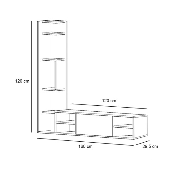 Έπιπλο τηλεόρασης Pera  χρώμα λευκό 160x29,5x120εκ.