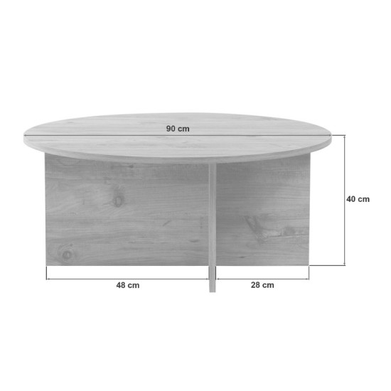 Τραπεζάκι σαλονιού Soleil  χρώμα sapphire oak Ø90x40εκ.