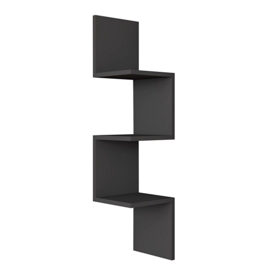 Ραφιέρα τοίχου Zikzak  χρώμα ανθρακί 25x25x105,4εκ.