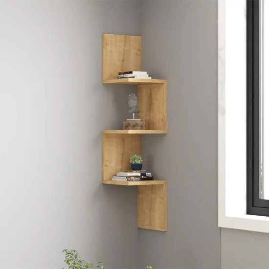 Ραφιέρα τοίχου γωνιακή Zikzak  χρώμα sapphire oak 25x25x105,4εκ.