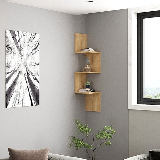 Ραφιέρα τοίχου Zikzak  χρώμα sapphire oak 25x25x105,4εκ.