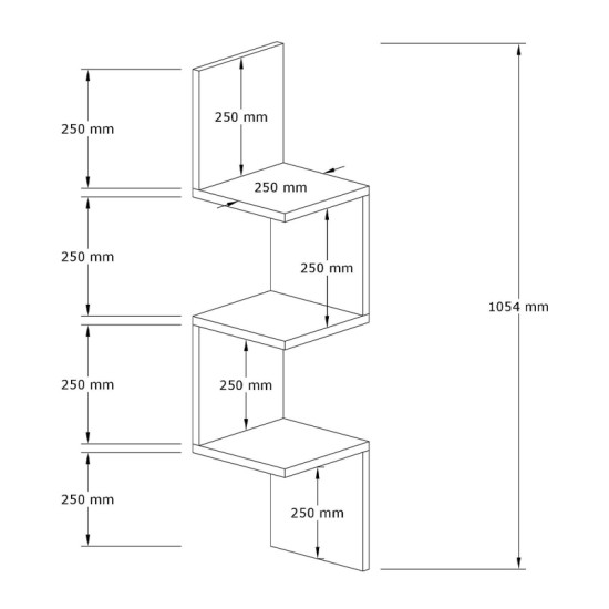 Ραφιέρα τοίχου Zikzak  χρώμα sapphire oak 25x25x105,4εκ.