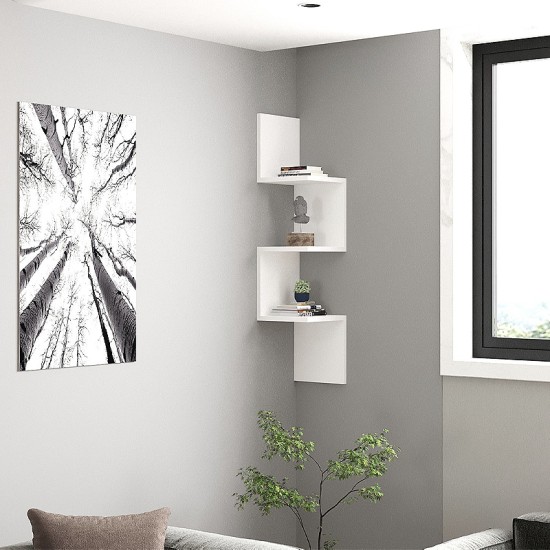 Ραφιέρα τοίχου Zikzak  χρώμα λευκό 25x25x105,4εκ.