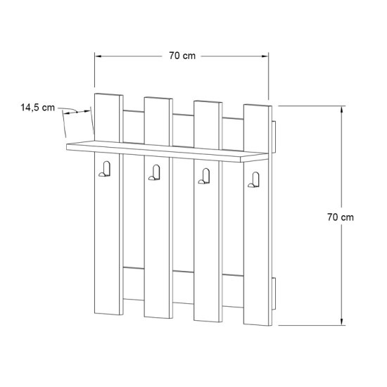 Κρεμάστρα τοίχου Carina  χρώμα sapphire oak 70x18x70εκ.