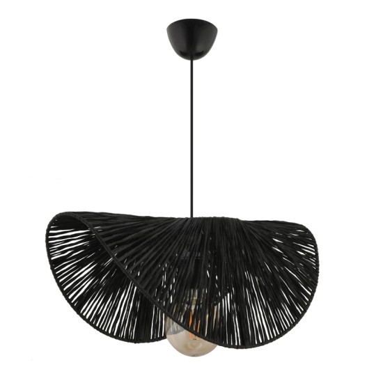 Φωτιστικό οροφής Taco  E27 γιούτα μονόφωτο χρώμα μαύρο 51x36x55εκ.