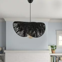 Φωτιστικό οροφής Taco  E27 γιούτα μονόφωτο χρώμα μαύρο 51x36x55εκ.