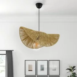 Φωτιστικό οροφής Taco  E27 γιούτα μονόφωτο χρώμα camel 51x36x55εκ.