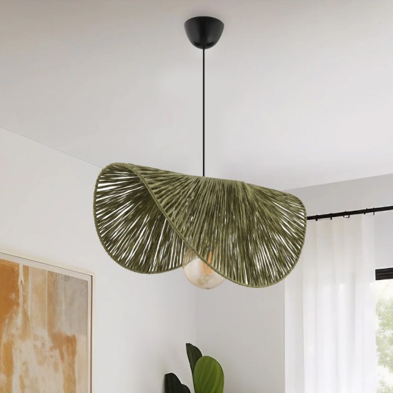 Φωτιστικό οροφής Taco  E27 γιούτα μονόφωτο χρώμα πράσινο 51x36x55εκ.