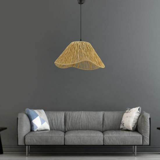 Φωτιστικό οροφής Sukne  E27 γιούτα μονόφωτο χρώμα camel Ø35x60εκ.