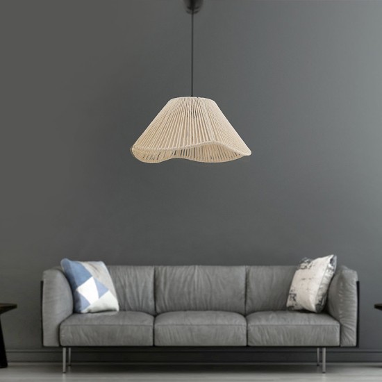 Φωτιστικό οροφής Sukne  E27 γιούτα μονόφωτο χρώμα εκρού Ø35x60εκ.