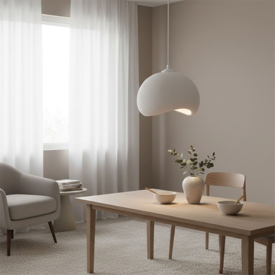 Φωτιστικό οροφής Yontu  E27 fiberglass μονόφωτο χρώμα λευκό 34x29x120εκ.