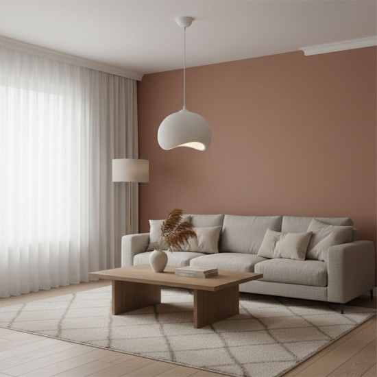 Φωτιστικό οροφής Yontu  E27 fiberglass μονόφωτο χρώμα λευκό 34x29x120εκ.