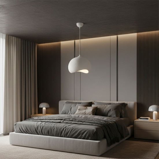 Φωτιστικό οροφής Yontu  E27 fiberglass μονόφωτο χρώμα λευκό 34x29x120εκ.