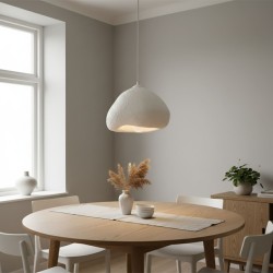 Φωτιστικό οροφής Lora  E27 fiberglass μονόφωτο χρώμα λευκό 32x28x120εκ.