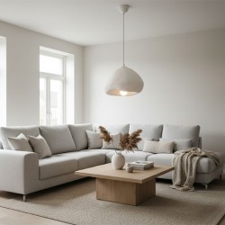 Φωτιστικό οροφής Lora  E27 fiberglass μονόφωτο χρώμα λευκό 32x28x120εκ.