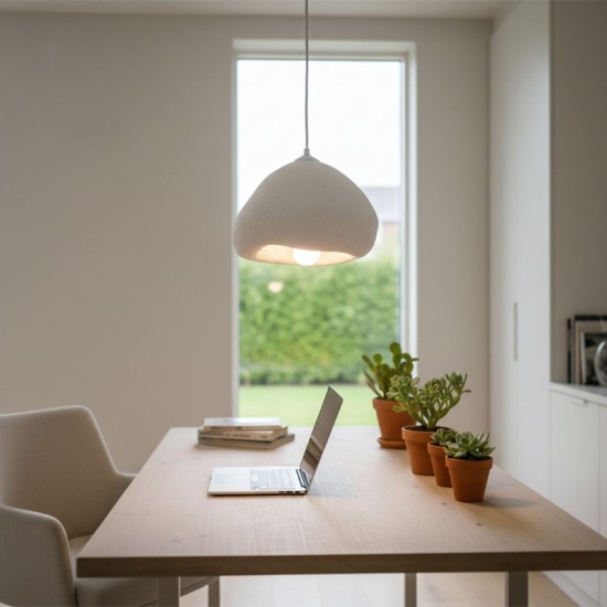 Φωτιστικό οροφής Lora  E27 fiberglass μονόφωτο χρώμα λευκό 32x28x120εκ.