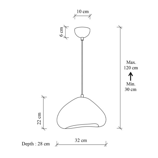 Φωτιστικό οροφής Lora  E27 fiberglass μονόφωτο χρώμα λευκό 32x28x120εκ.