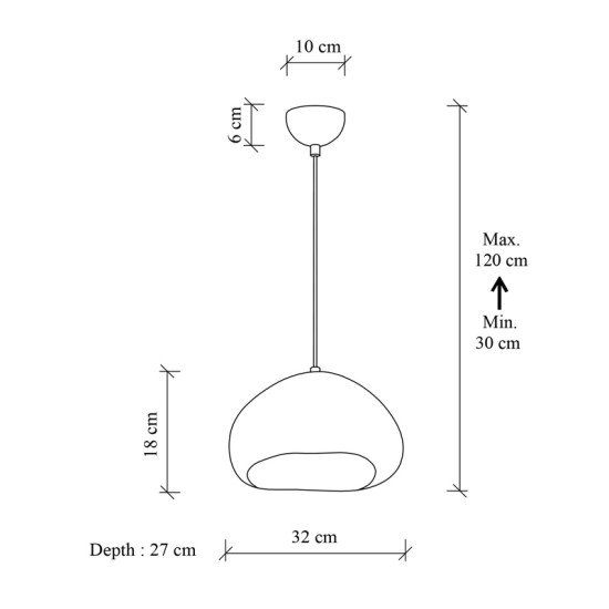 Φωτιστικό οροφής Loval  E27 fiberglass μονόφωτο χρώμα λευκό 32x27x120εκ.