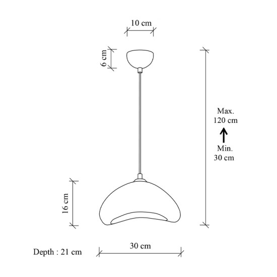 Φωτιστικό οροφής Luna  E27 fiberglass μονόφωτο χρώμα λευκό 30x21x120εκ.