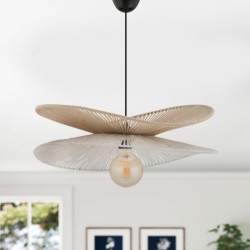 Φωτιστικό οροφής Dafodil  E27 από σχοινί μονόφωτο χρώμα μπεζ - λευκό Ø48x55εκ.