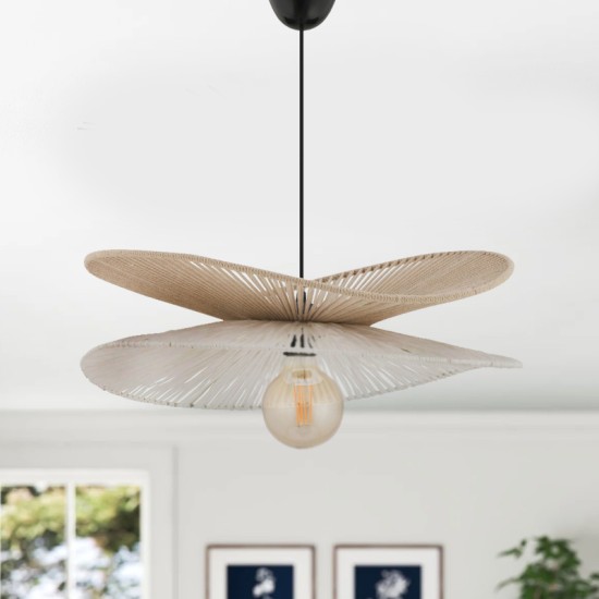 Φωτιστικό οροφής Dafodil  E27 από σχοινί μονόφωτο χρώμα μπεζ - λευκό Ø48x55εκ.