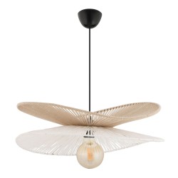 Φωτιστικό οροφής Dafodil  E27 από σχοινί μονόφωτο χρώμα μπεζ - λευκό Ø48x55εκ.