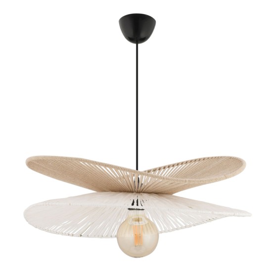 Φωτιστικό οροφής Dafodil  E27 από σχοινί μονόφωτο χρώμα μπεζ - λευκό Ø48x55εκ.