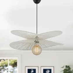 Φωτιστικό οροφής Dafodil  E27 από σχοινί μονόφωτο χρώμα λευκό Ø48x55εκ.