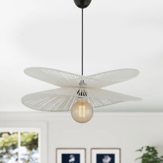 Φωτιστικό οροφής Dafodil  E27 από σχοινί μονόφωτο χρώμα λευκό Ø48x55εκ.