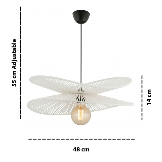 Φωτιστικό οροφής Dafodil  E27 από σχοινί μονόφωτο χρώμα λευκό Ø48x55εκ.