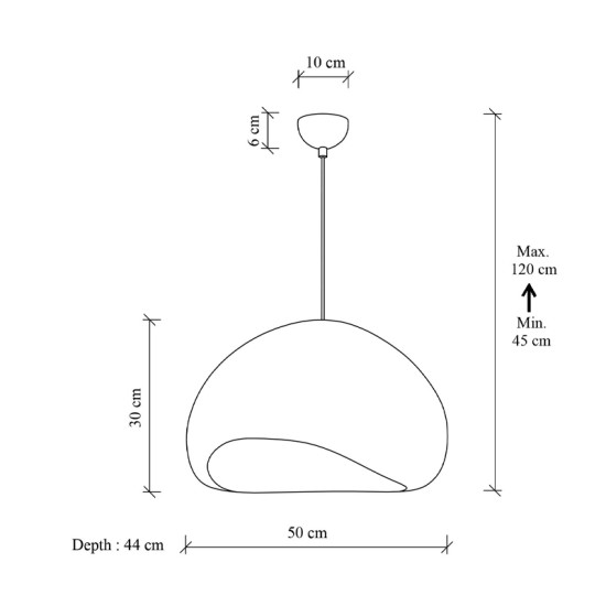 Φωτιστικό οροφής Loval  E27 fiberglass μονόφωτο χρώμα λευκό 50x44x120εκ.