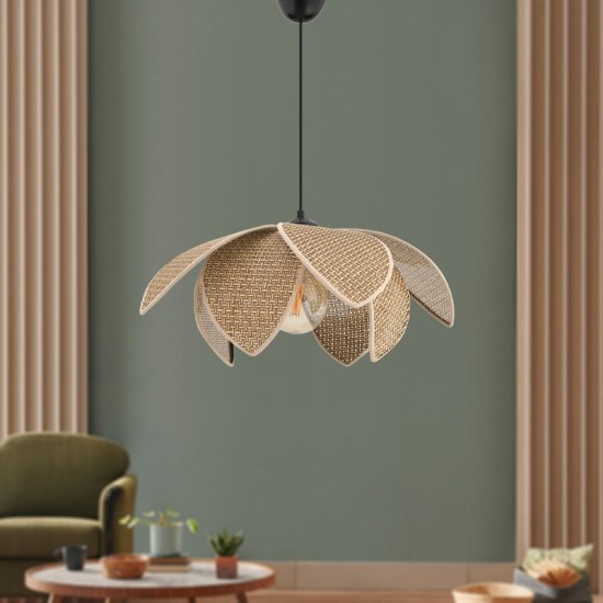 Φωτιστικό οροφής Magnolia  E27 ύφασμα PVC μονόφωτο χρώμα μπεζ Ø40x55εκ.