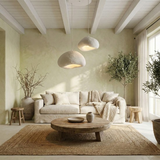 Φωτιστικό οροφής Loval  E27 fiberglass δίφωτο χρώμα λευκό Ø70x115εκ.