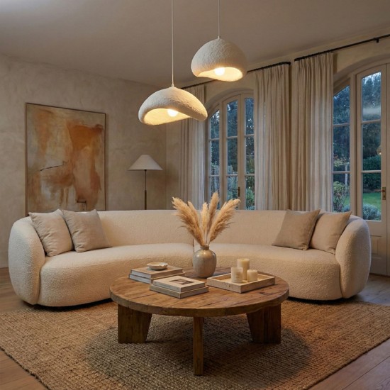 Φωτιστικό οροφής Luna  E27 fiberglass δίφωτο χρώμα λευκό Ø70x115εκ.